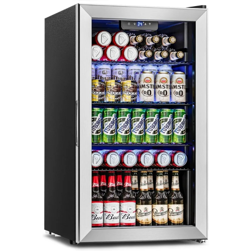 Wine Beer Mini Fridge - ตู้เย็นเครื่องดื่ม - ตู้เย็นขนาดเล็ก 126 กระป๋อง ประตูกระจก