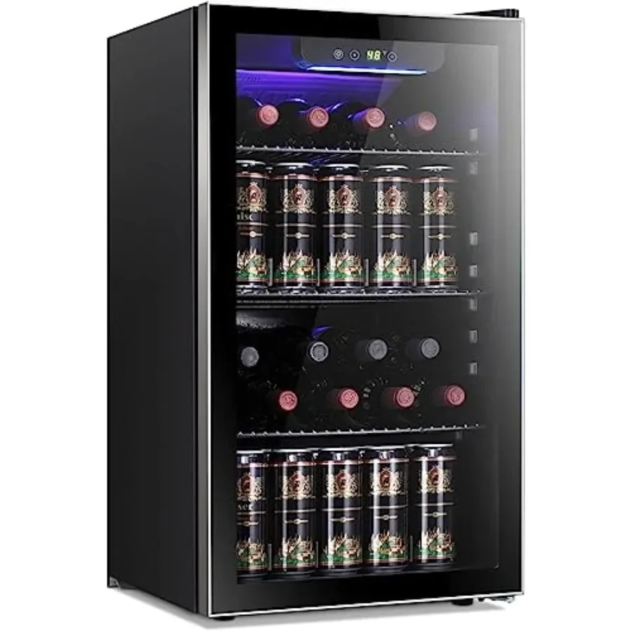 Wine Beer Mini Fridge - ตู้แช่ไวน์/ตู้แช่เครื่องดื่มขนาดเล็ก 26 ขวด 130 กระป๋อง ตู้แช่เบียร์โซดา