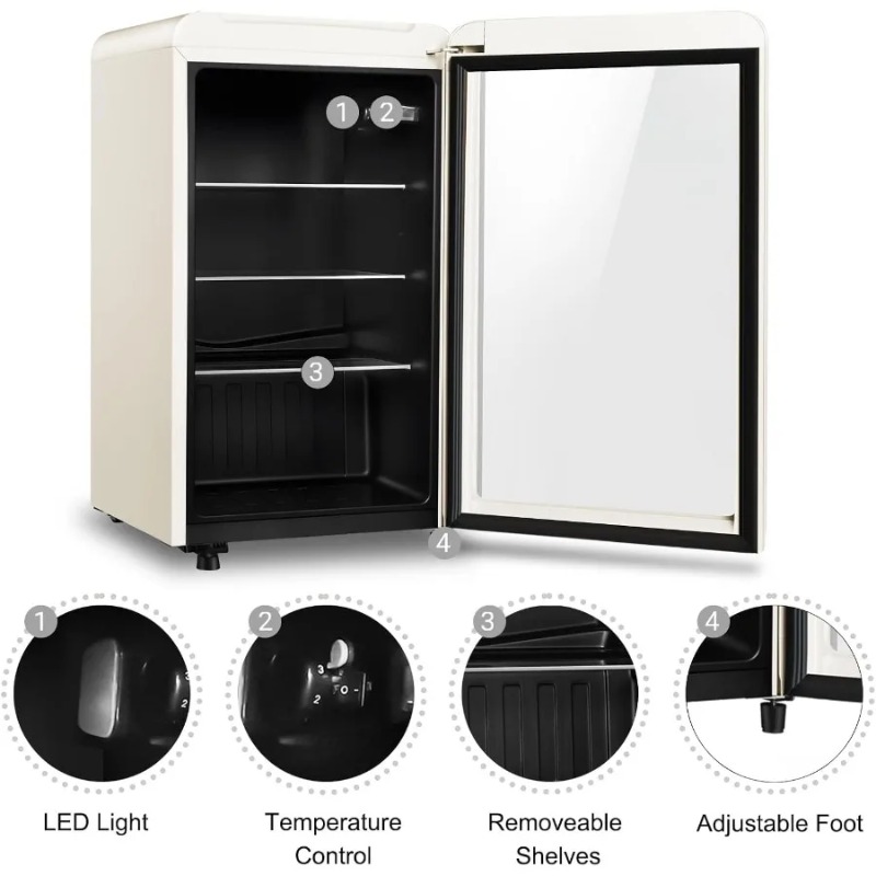 ตู้เย็นเครื่องดื่มสไตล์เรโทร ข - Wine Beer Mini Fridge บทวิจารณ์และราคา
