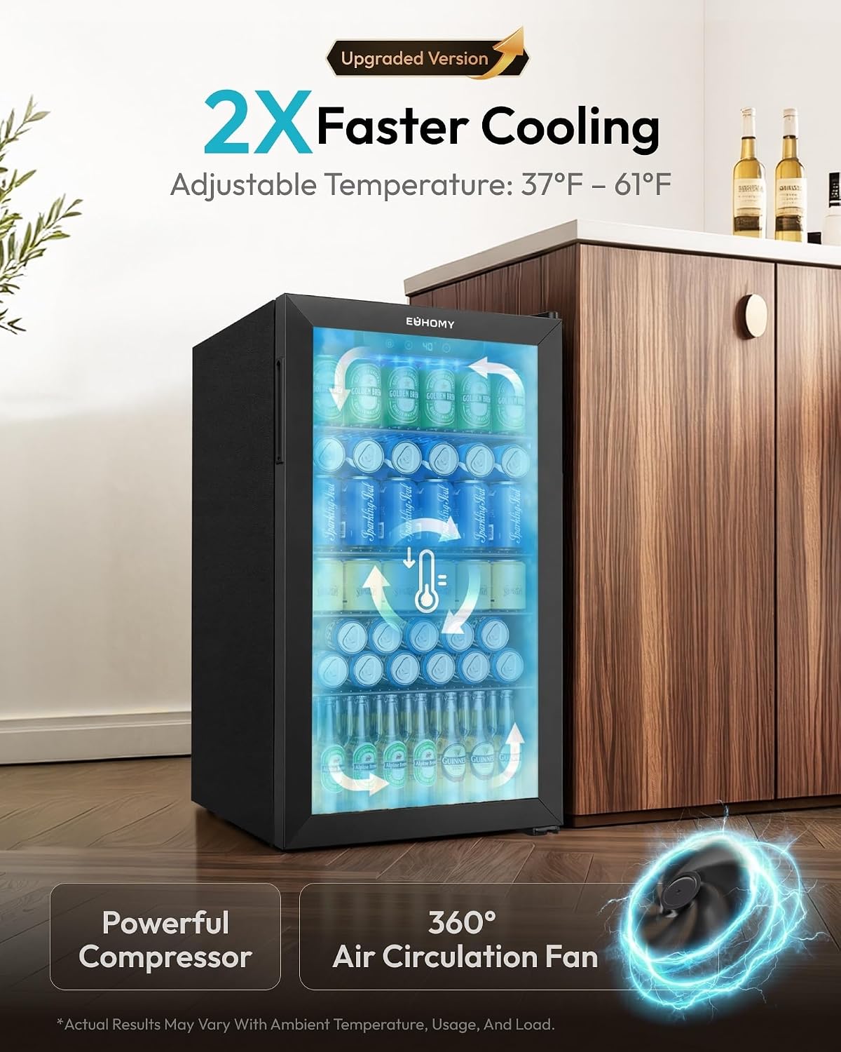 ตู้เย็นขนาดเล็ก 130 กระป๋อง ตู - Wine Beer Mini Fridge บทวิจารณ์และราคา